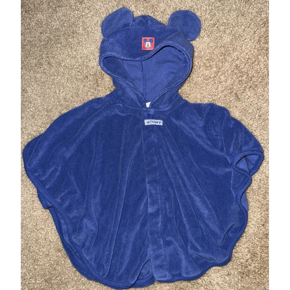 Disney Baby Mickey Mouse Blue Swim Poncho One size  Hooded Pool Beach‎
